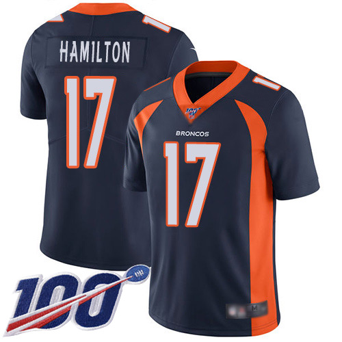 Men Denver Broncos #17 DaeSean Hamilton Navy Blue Alternate Vapor Untouchable Limited Player 100th Season Football NFL Jersey->denver broncos->NFL Jersey